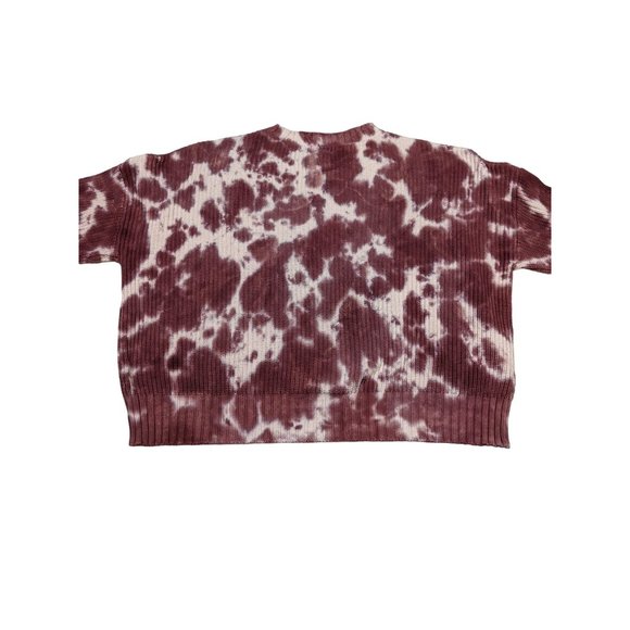 Justify juniors women's crew neck relaxed fit bleach tie dye crop knit sweater - Picture 4 of 12